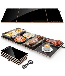 FEPPO Electric Warming Tray, 4-in-1 Food Warmers for Parties Buffet with 10 Temp Settings