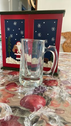 Six Heavy Glass Beer Mugs