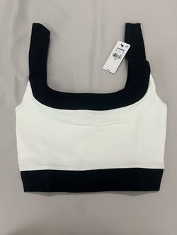 Express black and white crop top