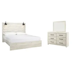 Cambeck King Panel Bed with Mirrored Dresser High-Grade Excellence