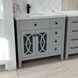 36 Inch. Casa Left Royal Grey Color Wood New Vanity For Black Friday Deal