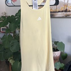 Large Yellow Adidas Tech Fit Racerback Tank Top Workout Shirt 