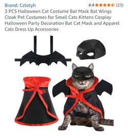 Czlotyh 3 PCS Halloween Cat Costume Bat Mask Wings Cloak