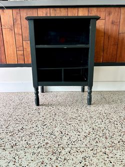 Black wooden entry way table CABINET night stand shelf cubby