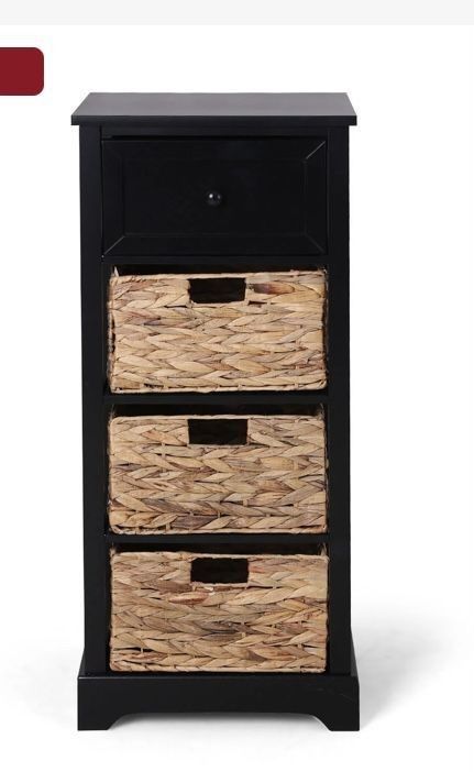 New Decorative Storage Cabinet with Removable Water Hyacinth Woven Baskets for Living Room