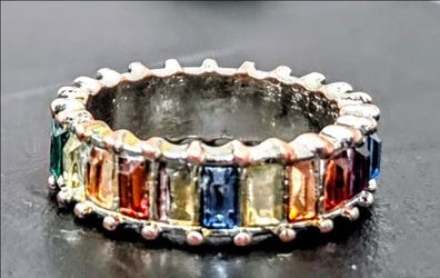 Rainbow Cubic Zirconia Eternit Ring. Size 7.5