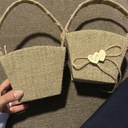2 Burlap Flower Girl Baskets 