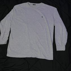 Vintage Grey polo Ralph Lauren long sleeve with black logo 