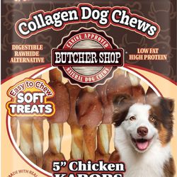 Butcher Shop Collagen 5-in Chicken Kabobs Recipe Dog Jerky Treat, 7.1-oz - 5 Bags