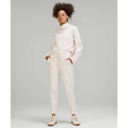 EUC $120 LULULEMON Ribbed High-Rise Jogger 25" *7/8 Length Heathered White Opal 2 Fits 4