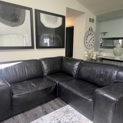 black leather couch