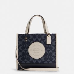 Coach Dempsey Tote 22 In Signature Jacquard With Coach Patch