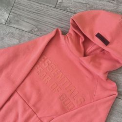 essentials coral hoodie