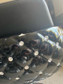 Black Patent Leather Chair with Crystal Studs