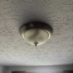 13 in. 2-Light Brushed Nickel Flush Mount with Frosted Glass Shade