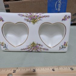Flambro, Vintage Double Hearts Picture Frame Sweet Lavender, Genuine Bone China