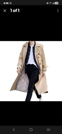 Pantene Men's Double Breasted Trench Coat Oversized Long Tan Jacket 2X Big Men