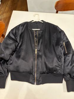 Black Satin Bomber Jacket
