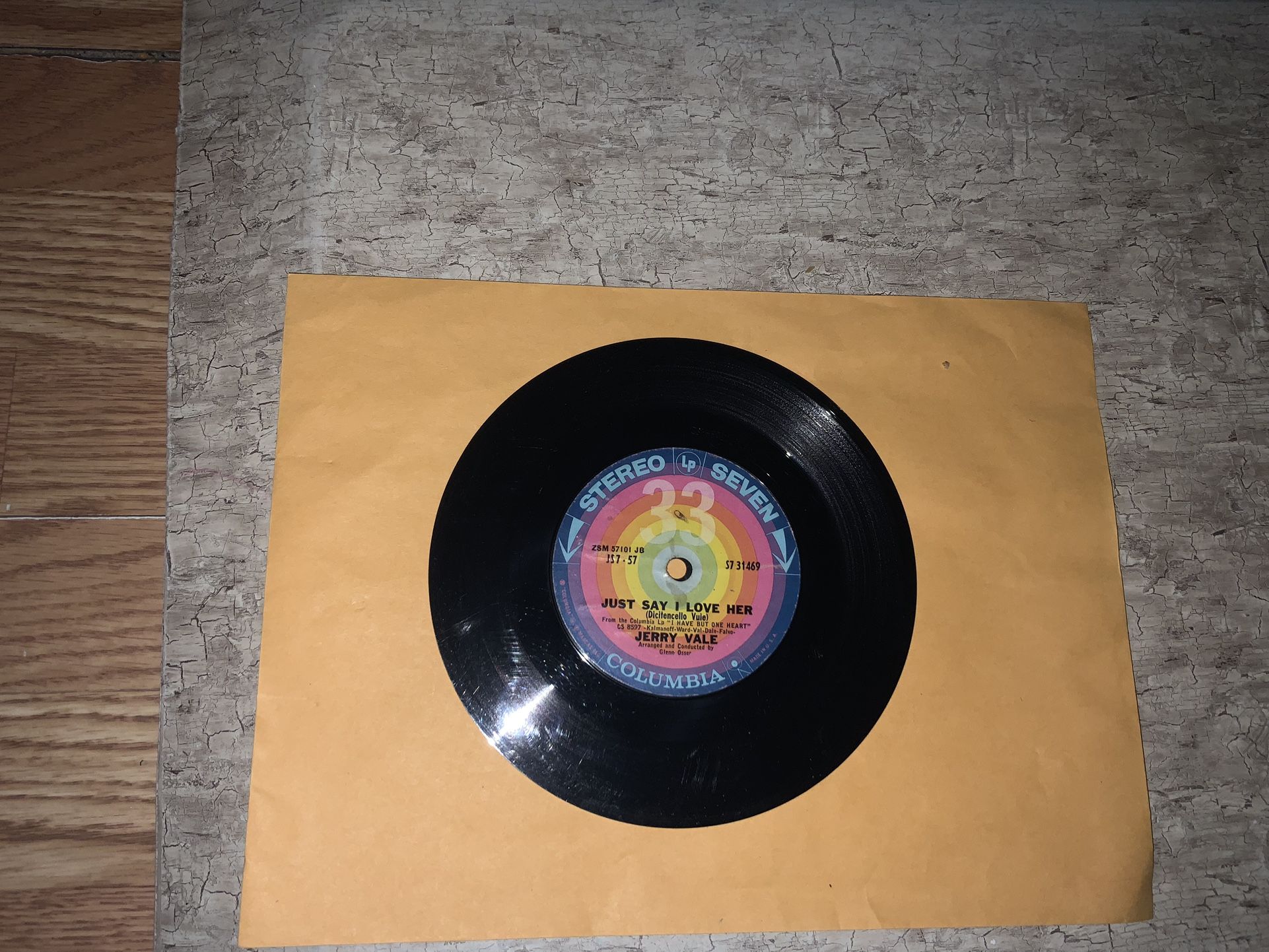 Jerry Vale Vinyl Record Just Say I Love You & Mala Femmina For Sale