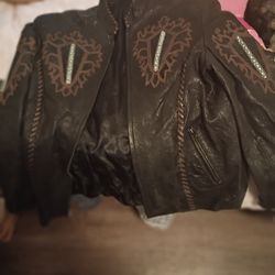 Lambskin Leather Zipper Jacket With Stingray Bone Inlays And Silk Paisley Lining 