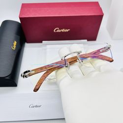 Clear Wood Frame Sunglasses Cartier Rimless 