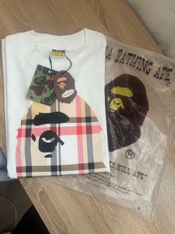 White Burberry Bape Shirt Size L