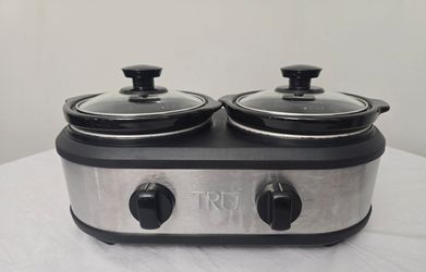 TRU 2 x 1.25-Quart Dual Slow Cooker in Black and Stainless Steel