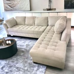 Ivory White Filone 2pc 112” by 86” Microsuede Sectional Sofa by Ashley HomeStores