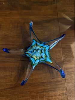 Glass Starfish Figurine Collectibles Hand Blown Art Sea BlueS