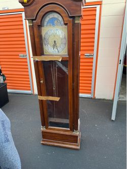 Traditional Wooden Grandfather Clock with Moon Phase
