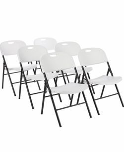 Amazon Basics Sturdy Foldable Portable Plastic Chair, 350-Pound Capacity, Space Saving for Events and Seating, White, 6-Pack  129 $120