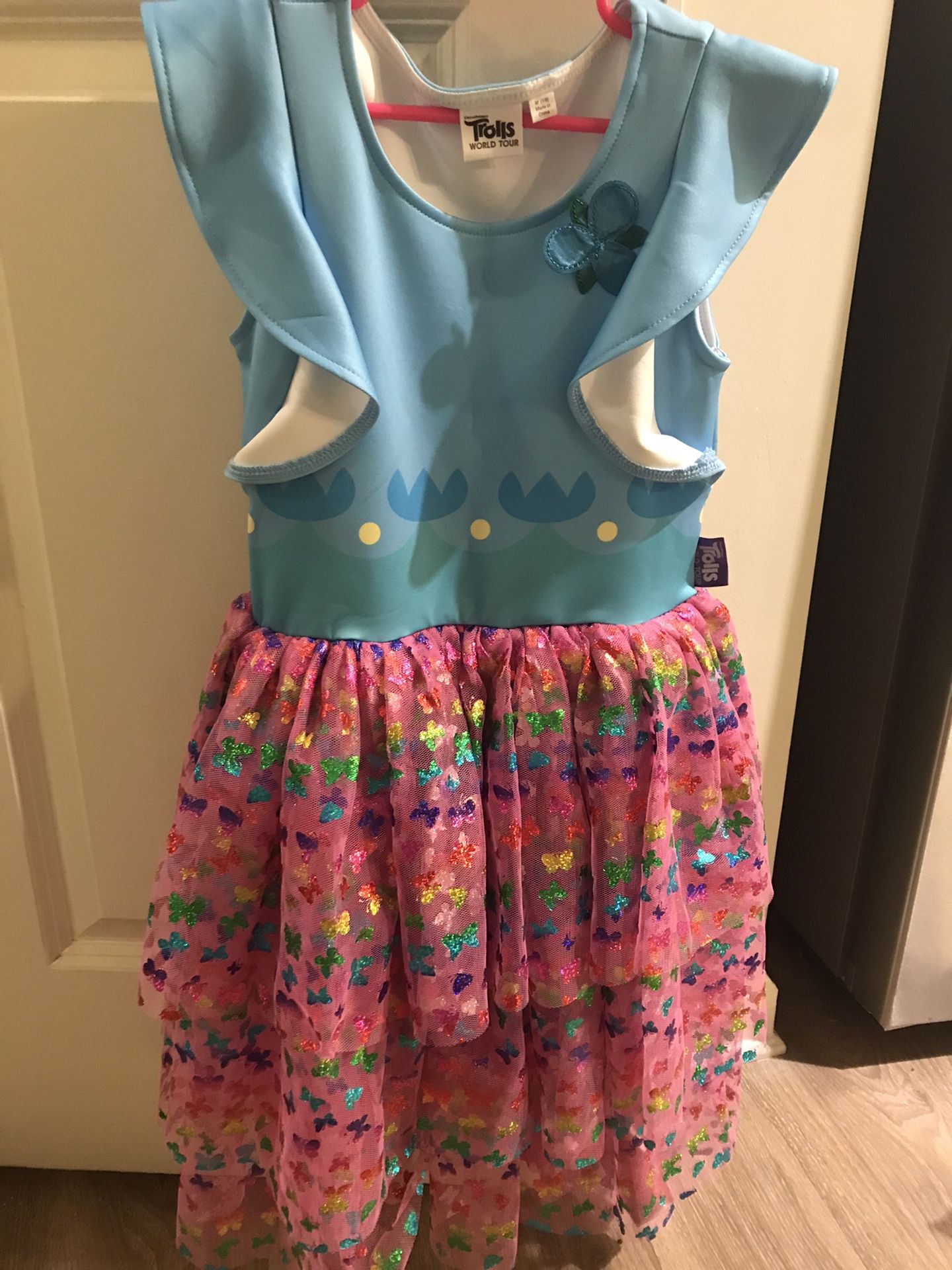 Troll girl costume rainbow dress M size 7/8 blue & pink pre-own perfect condition