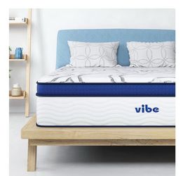 Vibe Quilted Hybrid Mattress, 12-Inch Innerspring and Pillow Top Gel Memory Foam Mattress, Fiberglass Free, CertiPUR-US Certified Bed in a Box,