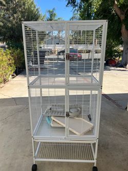 Large Two-Level Wire Animal Cage on Wheels