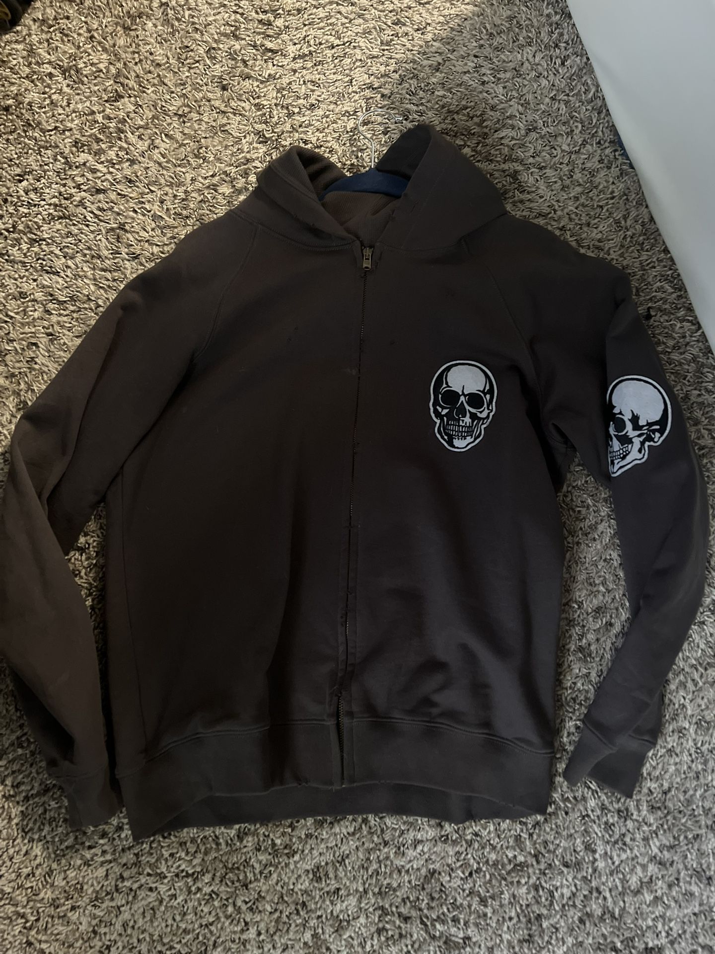 number (n)ine double skull zip hoodie
