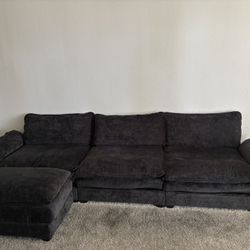 Black Couch (With Ottoman) 110in