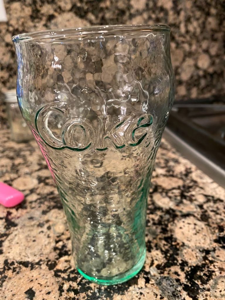 Ten Large Green Coca-Cola Glasses