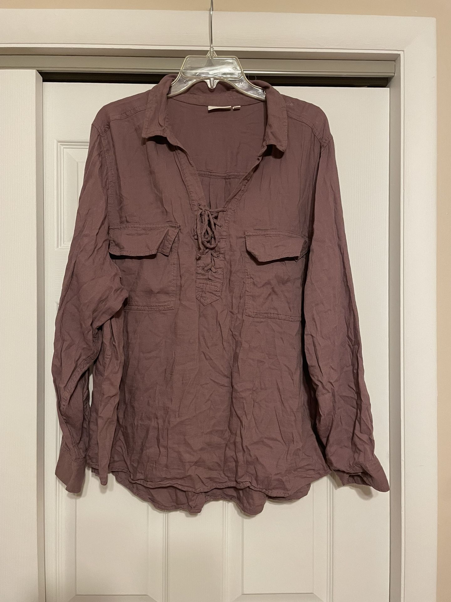 Sonoma Women’s Purple Lace-up Shirt - Size 3X