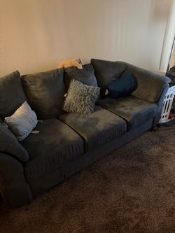 Dark Gray Fabric 3-Seat Sofa and love seat