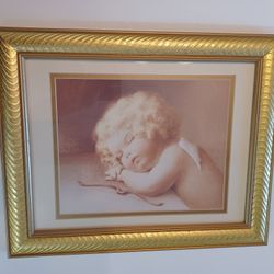 Bessie Pease Gutman Cupid Caught Napping Framed Print