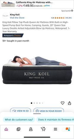  Pillow Top Plush Queen Air Mattress With Pump