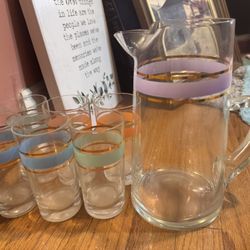 Vintage Pitcher And Cup Set 