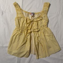 Watermelon Sugar- Women's Medium Gingham Tie-front Top/ Blouse