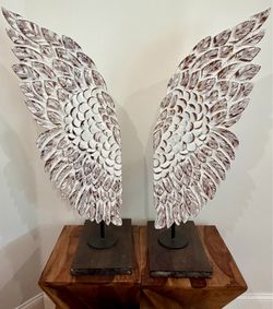 41” Tall Solid Wood Angel Wings Decor