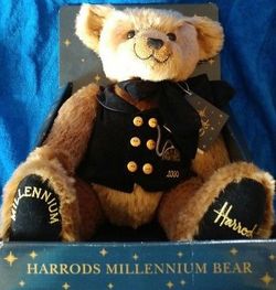HARROD'S 2000 MILLENIUM 17" TEDDY BEAR. NIB w/Original Hang Tag