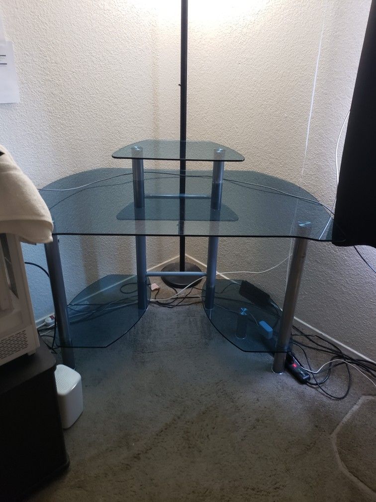 GLASS COMPUTER TABLE