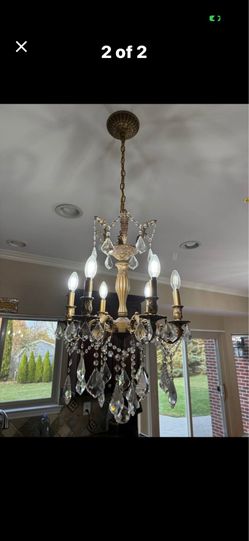 Elegant Vintage Crystal Chandelier – 6-Light Brass Fixture