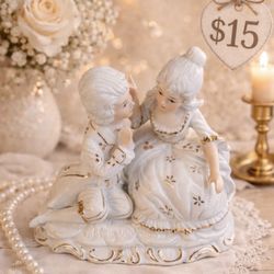 Vintage Porcelain Romantic Couple Figurine Elegant Home Decor