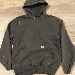 Carhartt Rain Defender thick black faded hoodie Sweatshirt Men’s Large