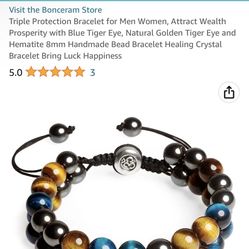 Wealth Prosperity with Blue Tiger Eye, Natural Golden Tiger Eye and Hematite Bracket 
